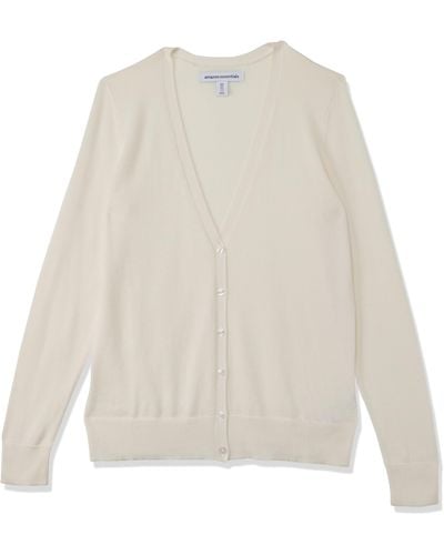 Amazon Essentials Lightweight V-neck Cardigan Sweater - White