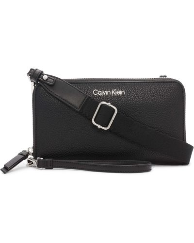 Calvin Klein Marble Organizational Wallet On A String Crossbody - Black