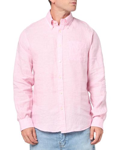 Brooks Brothers Regular Fit Irish Linen Long Sleeve Sport Shirt - Pink