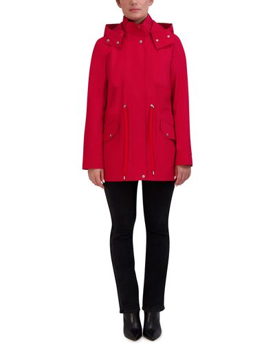 Cole Haan Adjustable Rain Short Coat - Red
