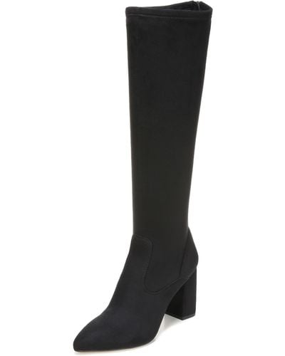 Franco Sarto S Katherine Pointed Toe Knee High Boots Black Stretch Suede 10 W