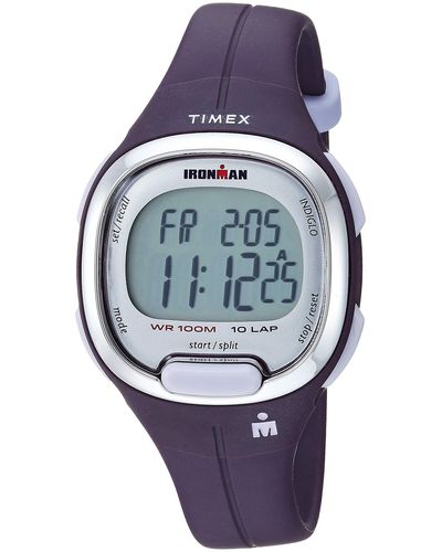 Timex Tw5m19700 Ironman Transit Mid-size Purple/silver-tone Resin Strap Watch - Blue