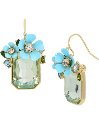 Betsey Johnson S Flower Gem Drop Earrings - Blue