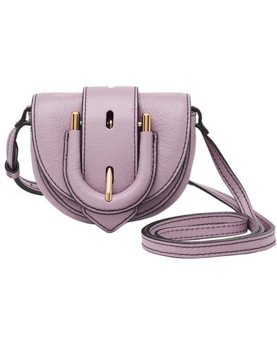 Fossil Harwell Leather Micro Flap Crossbody Purse Handbag - Purple