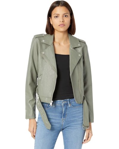 Levi's Faux Leather Belted Motorcycle Jacket - Green