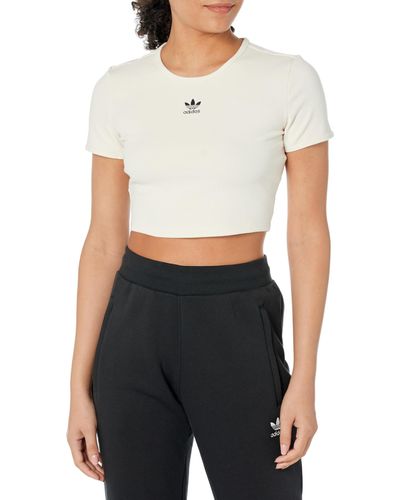 adidas Trefoil-embroidered Cropped Top - White