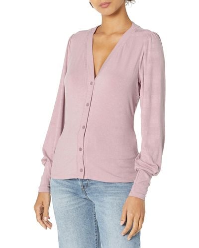 PAIGE Danica Button Up Long Sleeve Cardigan - Pink