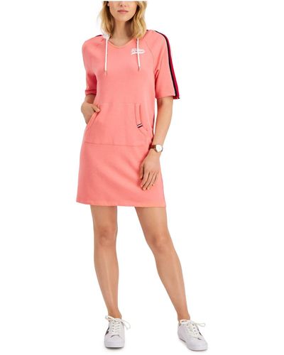 Tommy Hilfiger Short Sleeve French Terry Trainer Dress - Pink