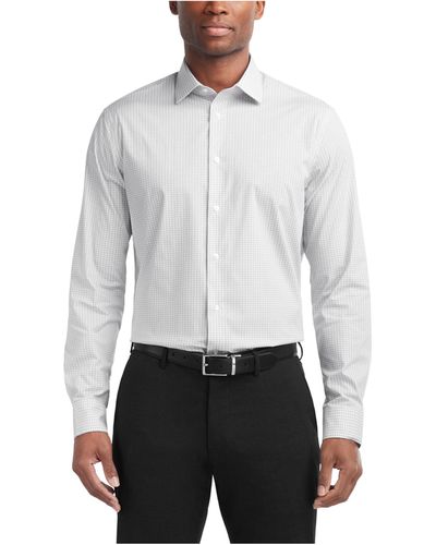 Calvin Klein Dress Shirts Non Iron Stretch Regular Fit Check - Gray