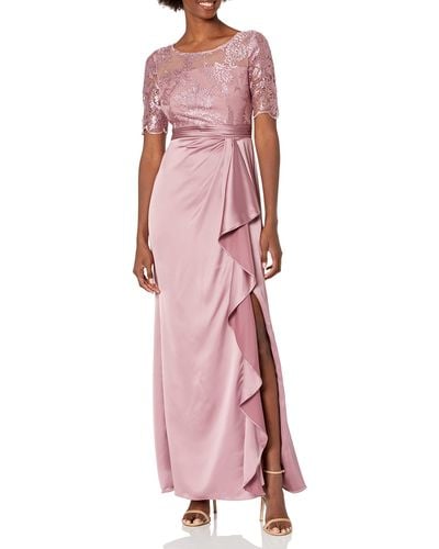 Adrianna Papell Embroidered Long Dress - Pink