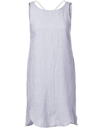 Emporio Armani Armani Exchange Sleeveless Linen Yarn Dyed Strip Dress - White