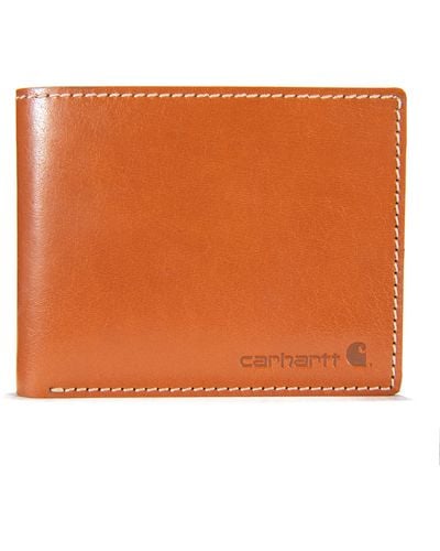 Carhartt Buff Tanned Leather Rough Cut Bifold Wallet - Orange