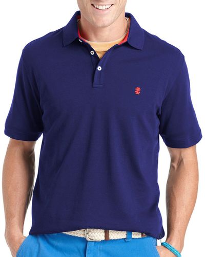 Izod Solid Interlock Polo Shirt - Blue