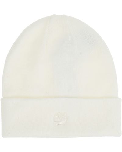 Timberland Cuffed Beanie With Embroidered Logo - White