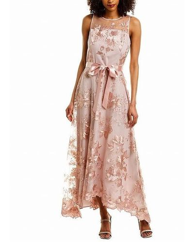 Tahari Asl Sleeveless Sequin Knit Gown - Pink