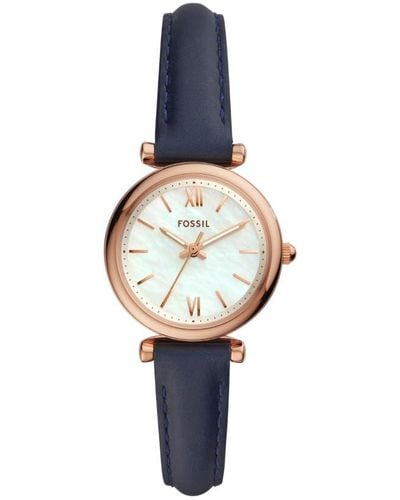 Fossil Carlie Mini Quartz Stainless Steel And Leather Three-hand Watch - Multicolor