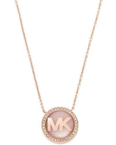 Michael Kors Rose Gold-tone Stainless Steel Pendant Necklace - Metallic