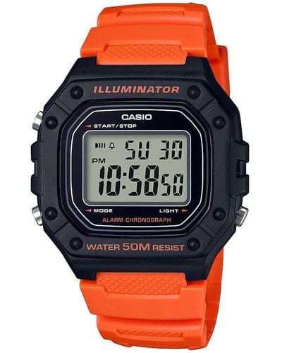 G-Shock Men's Orange 'heavy Duty' Digital Chronograph Strap Watch W-218h-4b2vef