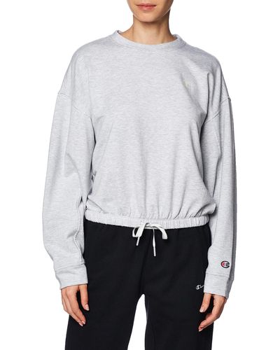 Champion , , Pullover Sweatshirt With Drawstring, Crew For , Oxford Gray C Logo, X-small - White