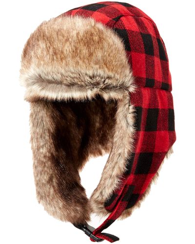 Amazon Essentials Trapper Hat With Faux Fur Cold Weather - Red