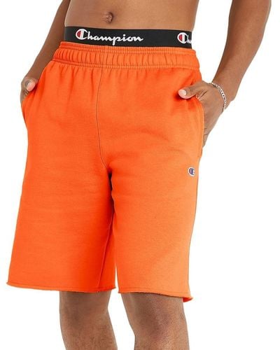Champion , Powerblend, Long Shorts With Pockets For - Orange
