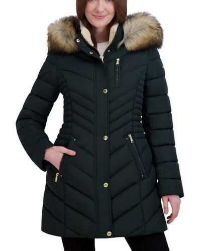 Laundry by Shelli Segal Puffer Jacket With Fur Strip Hood - Black