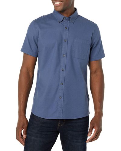 Goodthreads Standard-fit Short-sleeve Stretch Oxford Shirt With Pocket - Blue