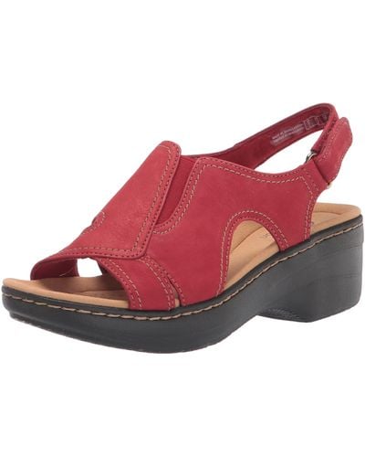 Clarks Merliah Style Heeled Sandal - Red