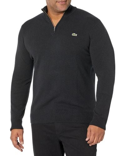 Lacoste Quarter Zip High Neck Sweater - Black