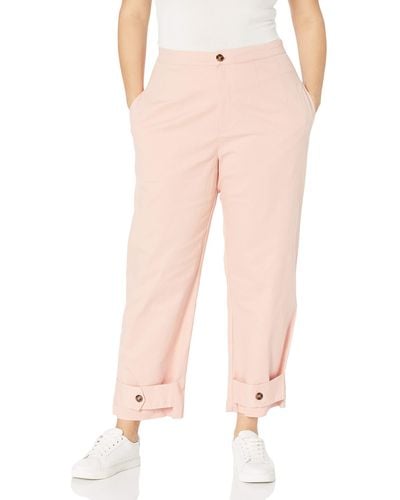 Kendall + Kylie Kendall + Kylie Plus Size Belted Ankle Twill Pants - Pink