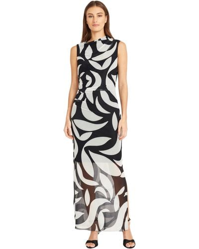 Donna Morgan S Side Pleat Maxi With Gathered Neck And Asymmetric Shoulders - White