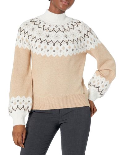Nautica Sustainably Crafted Mock-neck Fair Isle Sweater - Natural