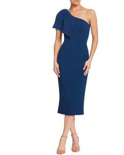 Dress the Population Tiffany One-shoulder Midi Dress - Blue