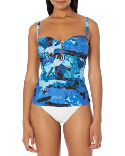 DKNY Standard Strapless Tank Bikini Top Bathing Suit - Blue