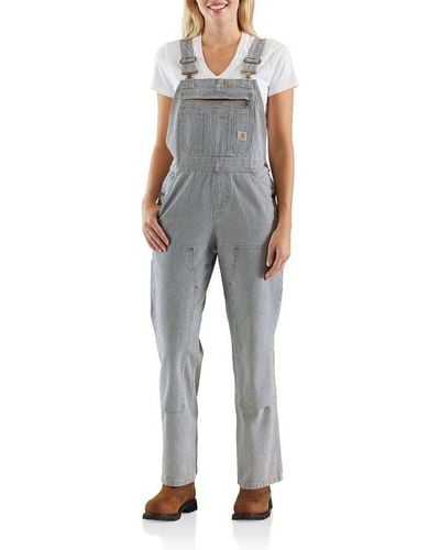 Carhartt Relaxed Fit Denim Striped Bib Overall - Gray
