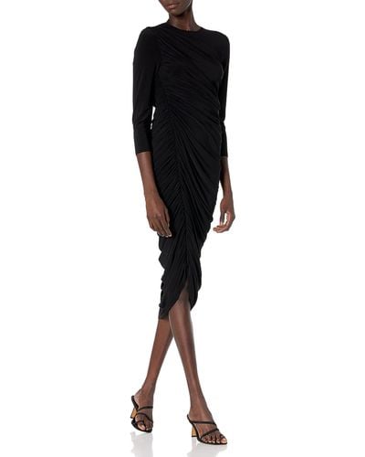 Norma Kamali Womens Long Sleeve Diana Gown Cocktail Dress - Black