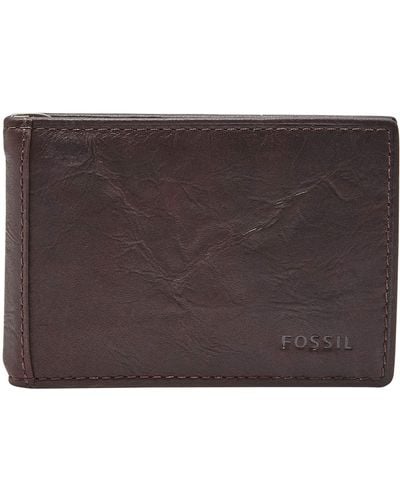 Fossil Neel Leather Bifold Sliding 2-in-1 With Removable Card Case Wallet - Black
