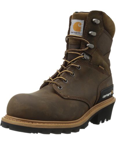 Carhartt Cml8369 8" Waterproof Insulated Comp Toe Leather Logger Boot - Brown