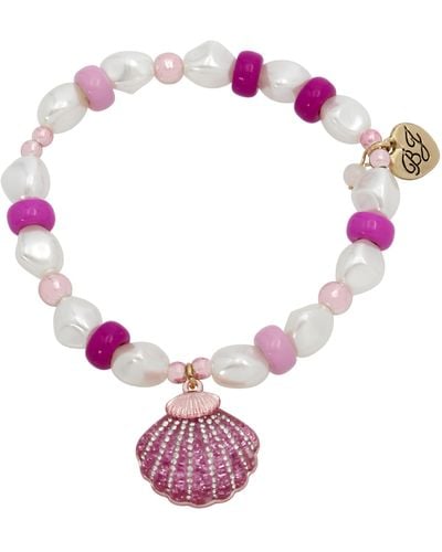 Betsey Johnson S Seashell Pearl Stretch Bracelet - Pink