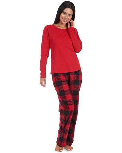CHEROKEE Pajama Set Soft Breathable Shirt And Pants - Red
