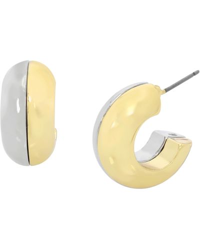 Steve Madden S Two-tone Chunky Hoop Earrings - Metallic