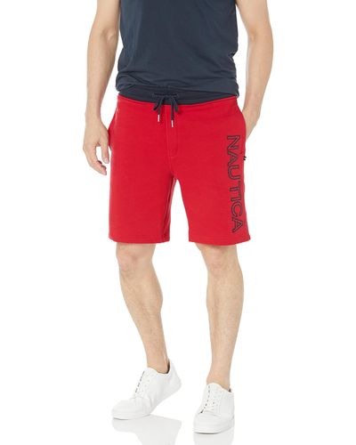 Nautica Fleece Knit Logo Shorts - Red