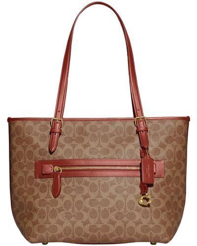 COACH Coated Canvas Signature Taylor Tote Tan Rust One Size - Brown