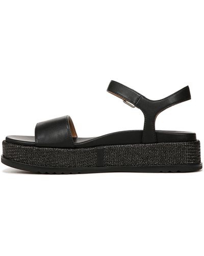 Naturalizer S Zane Ankle Strap Platform Casual Sandal Black Smooth 5.5 M