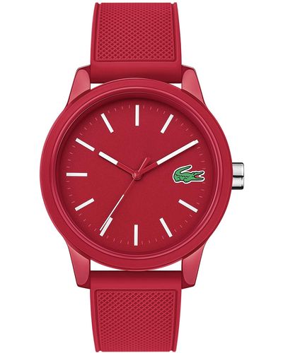 Lacoste L.12.12.quartz Tr90 And Rubber Strap Casual Watch - Red