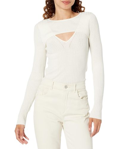 Guess Marion Round Neck Long Sleeve Sweater - White