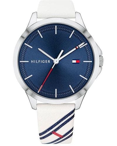 Tommy Hilfiger Quartz Stainless Steel And Leather Strap Sporty Watch - Blue
