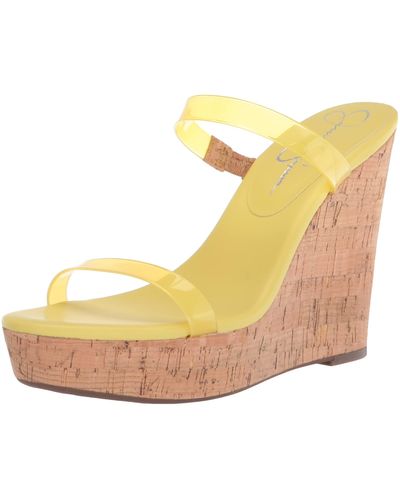 Jessica Simpson Tumile Double Strap Platform Wedge Sandals Yellow 6.5