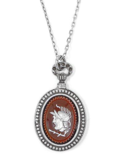 Ben-Amun ""roman Soldier Pocket-watch Shaped Pendant Statement Necklace Made In New York - Metallic