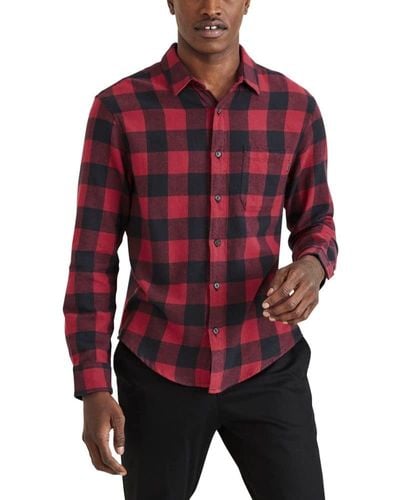 Dockers Fit Long Sleeve Casual Shirt - Red